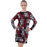 Hexagonal blocks pattern, mixed colors Long Sleeve Hoodie Dress Hexagonal blocks pattern, mixed colors Long Sleeve Hoodie Dress