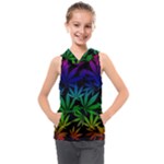 Weed Rainbow, Ganja leafs pattern in colors, 420 marihujana theme Kids Sleeveless Hoodie Weed Rainbow, Ganja leafs pattern in colors, 420 marihujana theme Kids Sleeveless Hoodie