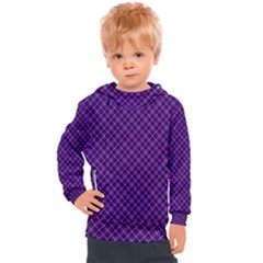 Purple, Black And Yellow Color Plaid, Retro Tartan Pattern Kids  Hooded Pullover by Casemiro