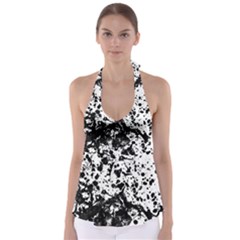 Black And White Abstract Liquid Design Babydoll Tankini Top by dflcprintsclothing