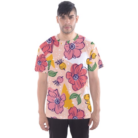 Cartoon Flowers Men s Sport Mesh Tee by designsbymallika