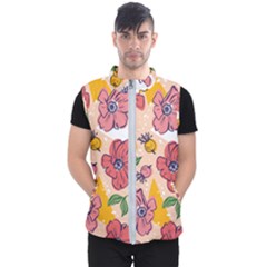 Cartoon Flowers Men s Puffer Vest by designsbymallika