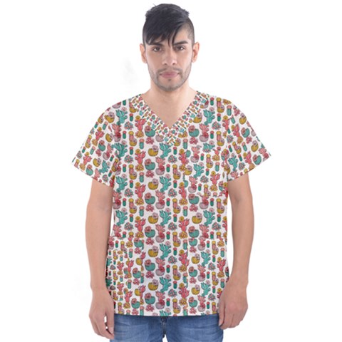 Cactus Love Men s V-neck Scrub Top by designsbymallika