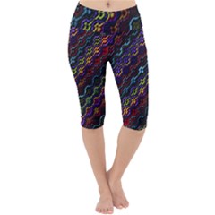 Dark Multicolored Mosaic Pattern Lightweight Velour Cropped Yoga Leggings