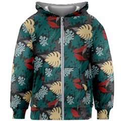 Tropical Autumn Leaves Kids  Zipper Hoodie Without Drawstring by tmsartbazaar