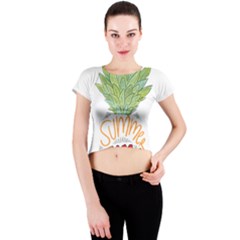 Summer Time Crew Neck Crop Top by designsbymallika