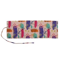 Minimal Floral Art Roll Up Canvas Pencil Holder (m) by designsbymallika