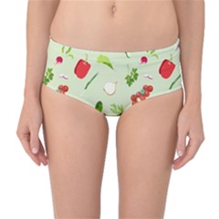 Seamless Pattern With Vegetables  Delicious Vegetables Mid-waist Bikini Bottoms by SychEva