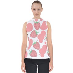 Strawberry Cow Pet Mock Neck Shell Top by Magicworlddreamarts1