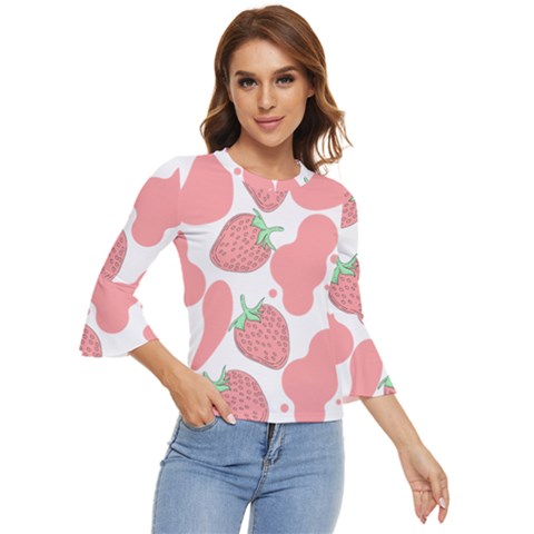 Strawberry Cow Pet Bell Sleeve Top by Magicworlddreamarts1