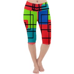 Colorful Rectangle Boxes Lightweight Velour Cropped Yoga Leggings