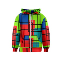 Colorful Rectangle Boxes Kids  Zipper Hoodie by Magicworlddreamarts1