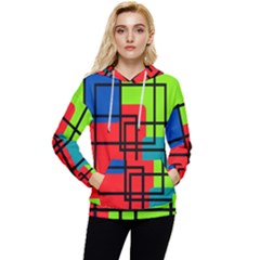 Colorful Rectangle Boxes Women s Lightweight Drawstring Hoodie by Magicworlddreamarts1