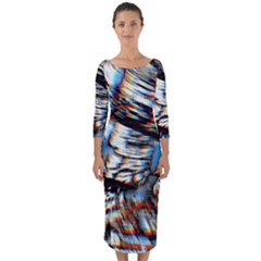 Rainbow Vortex Quarter Sleeve Midi Bodycon Dress by MRNStudios