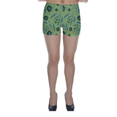 Folk Flowers Art Pattern Skinny Shorts by Eskimos