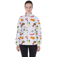 Fruits, Vegetables And Berries Women s High Neck Windbreaker by SychEva