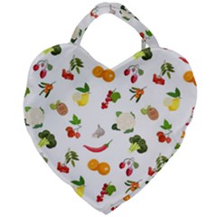 Fruits, Vegetables And Berries Giant Heart Shaped Tote by SychEva