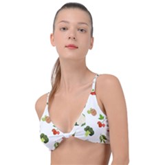 Fruits, Vegetables And Berries Knot Up Bikini Top by SychEva