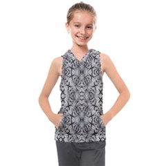 Black And White Ornate Pattern Kids  Sleeveless Hoodie by dflcprintsclothing