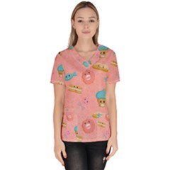 Toothy Sweets Women s V-neck Scrub Top by SychEva