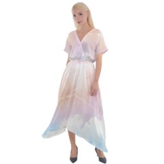Morning Sky Love Cross Front Sharkbite Hem Maxi Dress by designsbymallika