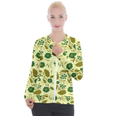 Folk Flowers Art Pattern Floral  Casual Zip Up Jacket by Eskimos