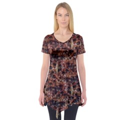 Warm Abstract Surface Print Short Sleeve Tunic  by dflcprintsclothing