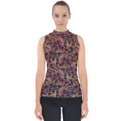 Warm Abstract Surface Print Mock Neck Shell Top by dflcprintsclothing