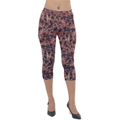 Warm Abstract Surface Print Lightweight Velour Capri Leggings  by dflcprintsclothing