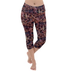 Warm Abstract Surface Print Lightweight Velour Capri Yoga Leggings by dflcprintsclothing