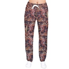 Warm Abstract Surface Print Women Velvet Drawstring Pants by dflcprintsclothing