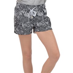 Grey And White Grunge Camouflage Abstract Print Velour Lounge Shorts by dflcprintsclothing