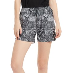 Grey And White Grunge Camouflage Abstract Print Runner Shorts by dflcprintsclothing
