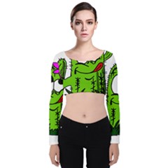 Cactus Velvet Long Sleeve Crop Top by IIPhotographyAndDesigns