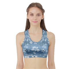 Folk Flowers Art Pattern  Sports Bra With Border by Eskimos