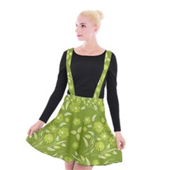 Folk Flowers Art Pattern  Suspender Skater Skirt by Eskimos