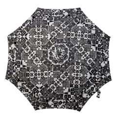 Black And White Geometric Print Hook Handle Umbrellas (small) by dflcprintsclothing