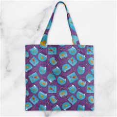 Aquarium With Fish And Sparkles Zipper Grocery Tote Bag by SychEva