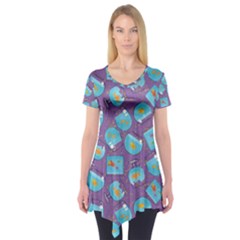 Aquarium With Fish And Sparkles Short Sleeve Tunic  by SychEva