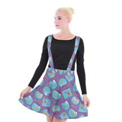 Aquarium With Fish And Sparkles Suspender Skater Skirt by SychEva