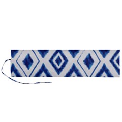 Blue Diamond Pattern Roll Up Canvas Pencil Holder (l) by designsbymallika