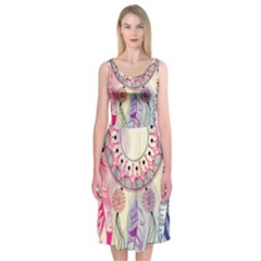 Boho Dreamcatcher Love Midi Sleeveless Dress by designsbymallika