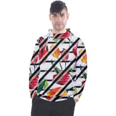 Stripes Tulips Pattern Men s Pullover Hoodie by designsbymallika