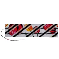 Stripes Tulips Pattern Roll Up Canvas Pencil Holder (l) by designsbymallika