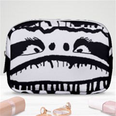 Creepy Monster Black And White Close Up Drawing Make Up Pouch (small) by dflcprintsclothing