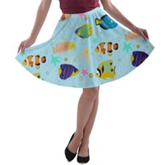 Underwater World A-line Skater Skirt by SychEva