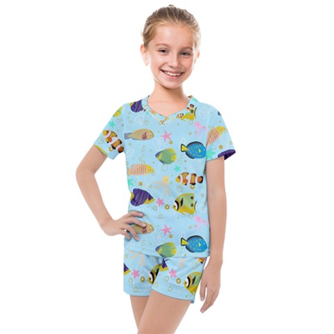 Underwater World Kids  Mesh Tee And Shorts Set by SychEva