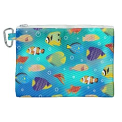 Cheerful And Bright Fish Swim In The Water Canvas Cosmetic Bag (xl) by SychEva