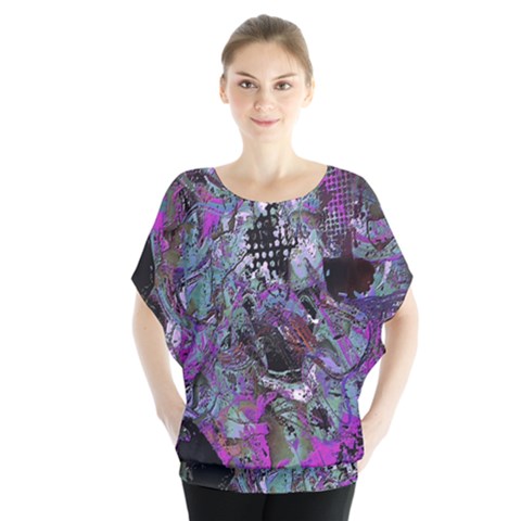 Lo-fi Hyperactivity Batwing Chiffon Blouse by MRNStudios