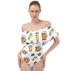 Beer Love Off Shoulder Velour Bodysuit 